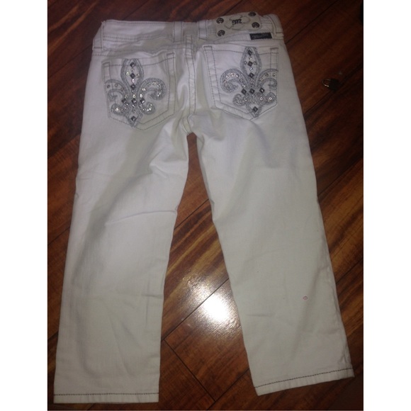 🍀 MISS ME JEANS CAPRI 26 RHINESTONE FLEUR - Picture 2 of 4