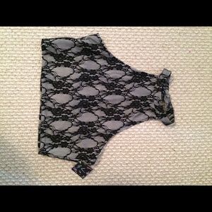 NASTYGAL black and cream lace, racerback crop.