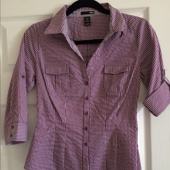 Purple and white stripe seersucker button down - Picture 1 of 3