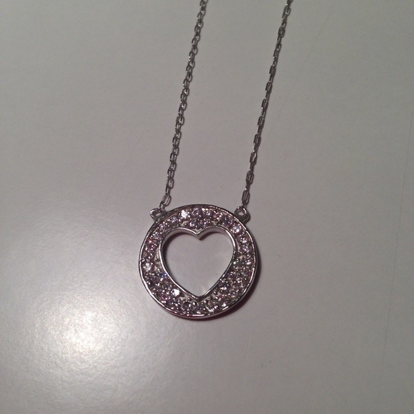 Cut-out heart sterling silver CZ necklace