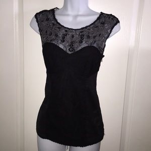 Black laced open back top