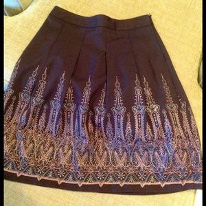 Ann Taylor Loft Brown Embroidered Skirt 8P