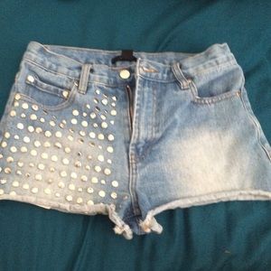 High waisted denim shorts