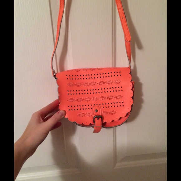 Neon Coral American eagle mini satchel. - Picture 1 of 3