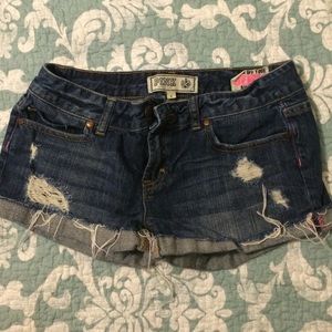 Victoria's Secret Pink denim distressed shorts