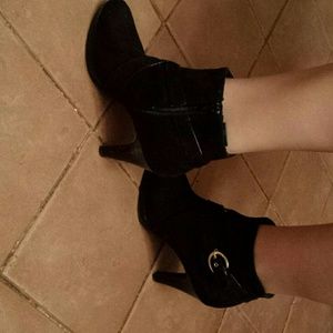 Black suede bootie