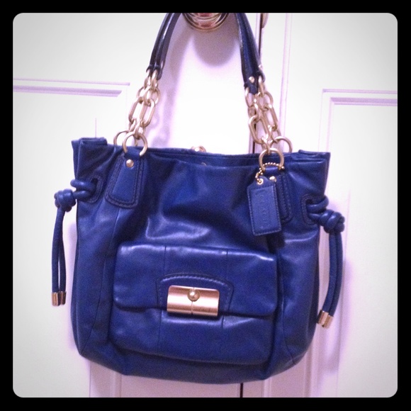 ****Sold...Authentic Leather Blue Coach Purse