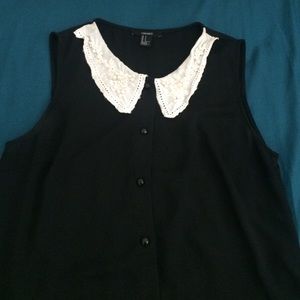 Black and cream collared shirt