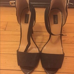 Zara black ankle strap heels