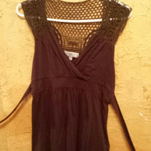 Brown lace back deep v front and tie