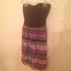 black & tribal strapless dress