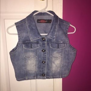 Denim vest .