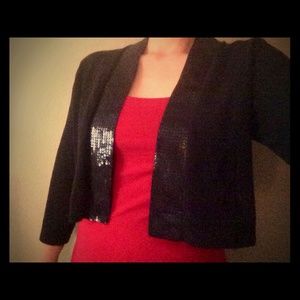 Black Sequin Calvin Klein Cropped Cardigan