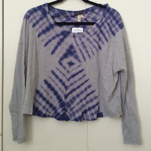 Free People Gray and Purple tie dye long sleeve