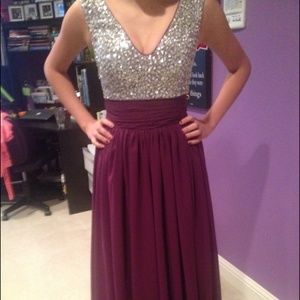 Purple Chiffon Prom Dress with Sequin Top
