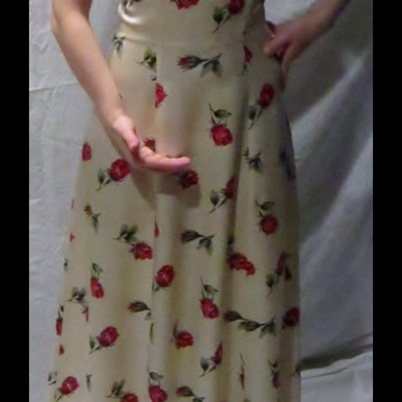 Vintage Frederick's of Hollywood,Floral Satin Gown - Picture 3 of 4