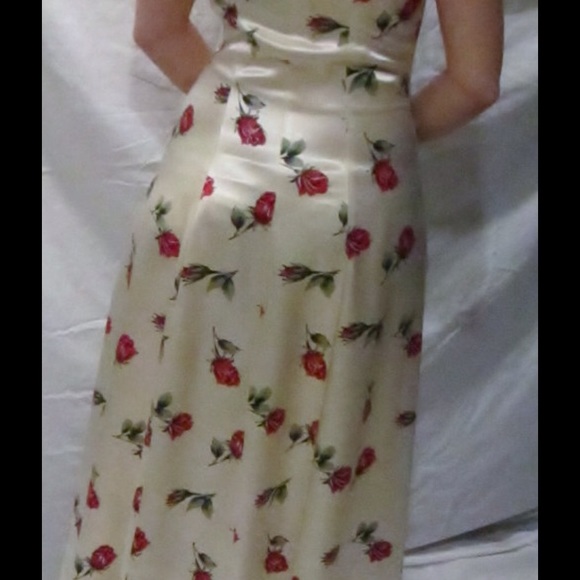 Vintage Frederick's of Hollywood,Floral Satin Gown - Picture 4 of 4