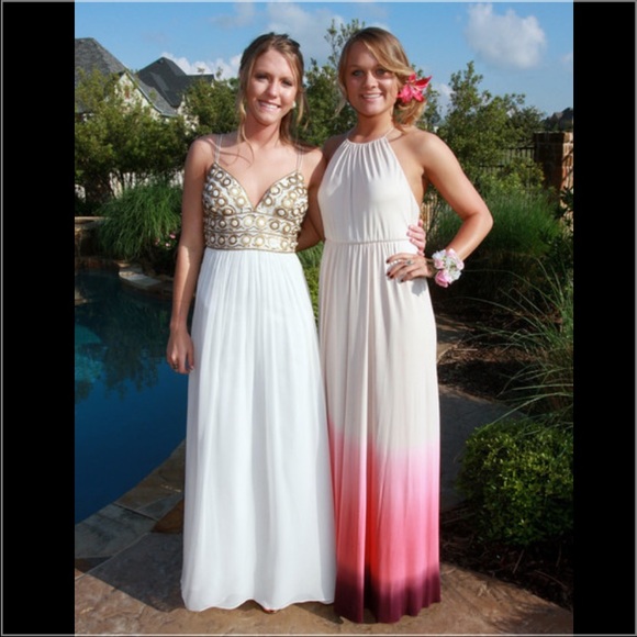 Long white prom dress (pictured left) model is 5'8 - Picture 2 of 4