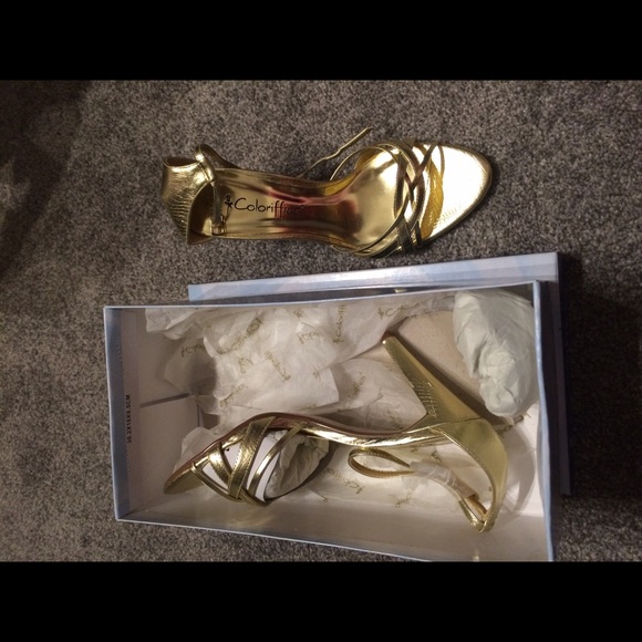 Shoes - Coloriffics Connie Gold Strappy Heel