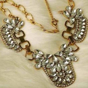 Gold Rhinestone Statement Necklace