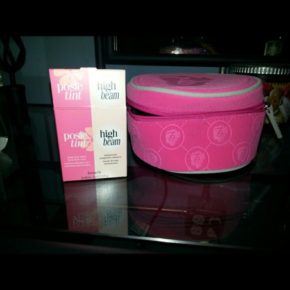 Benefit high beam highlighter and posie tint bag