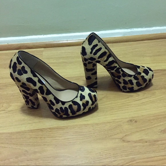 Steve Madden Leopard Print Platforms Real Fur - Picture 3 of 4