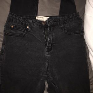 Washed black high rise skinny jeans