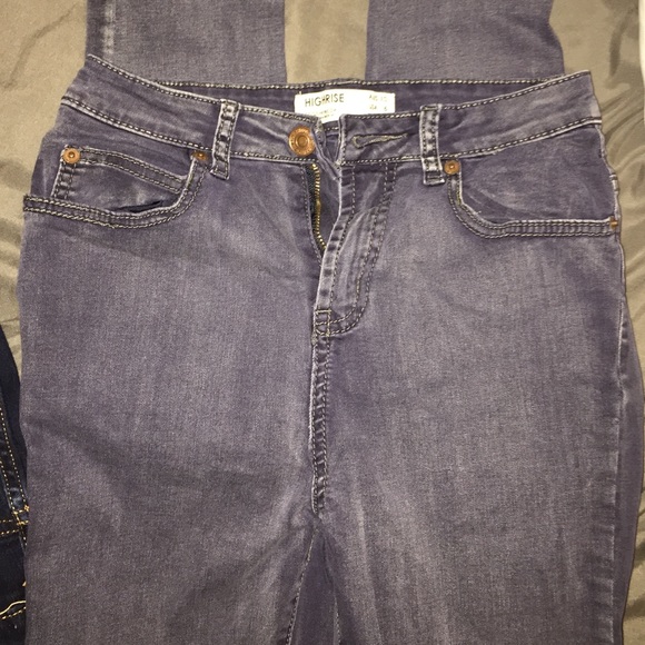 Grey blue high rise skinny jeans