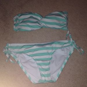 strapless bikini and bottoms