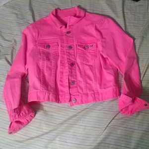 Neon pink jean jacket