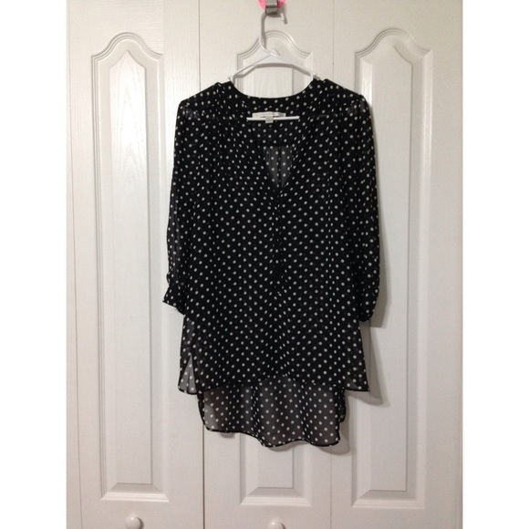 Black and white polka dot sheer blouse!