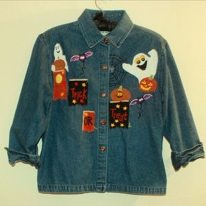Jean button up halloween top