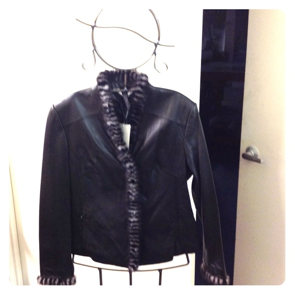 Leather and fur jacket