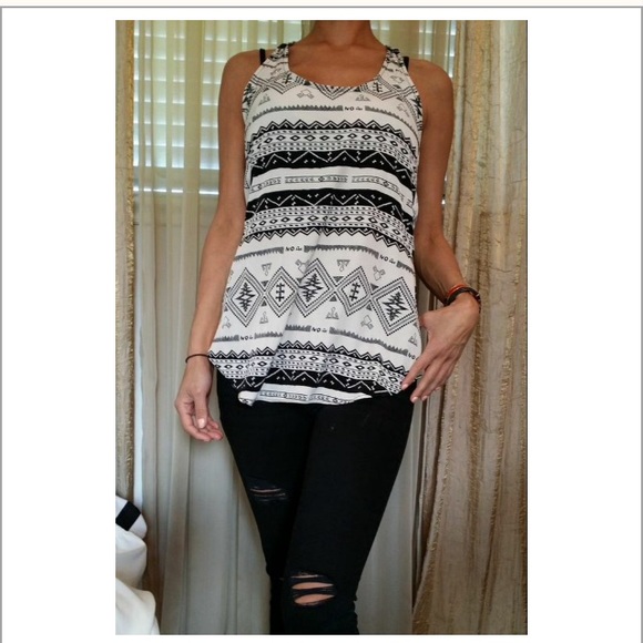 tribal print razor back tank