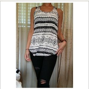 tribal print razor back tank
