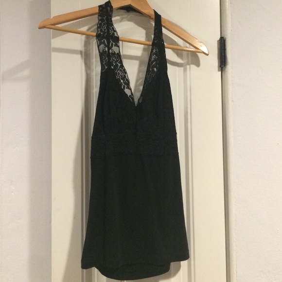 black lace halter top