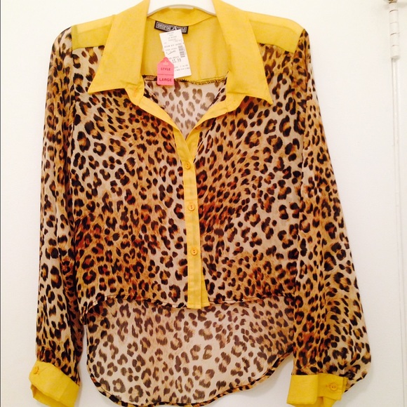 Leopard Print High-Low Blouse