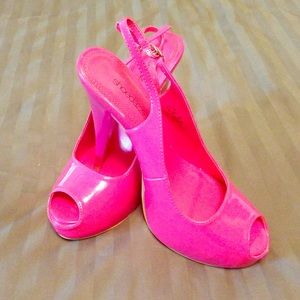 Hot Pink Peep Toe Slingbacks
