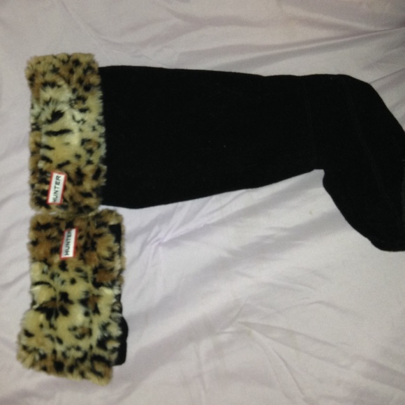 Tall Hunter boots leopard print welly socks-Medium