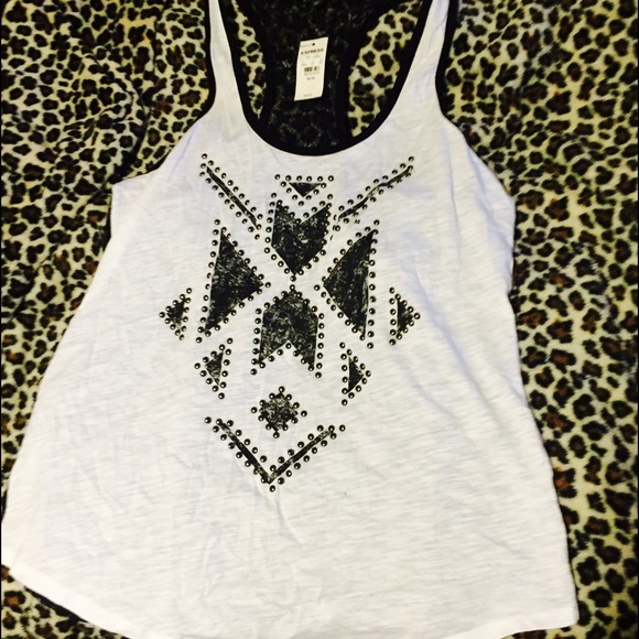 Aztec print tank with lace