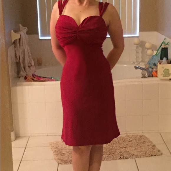 Burgundy exquisite formal evening dress, size XS