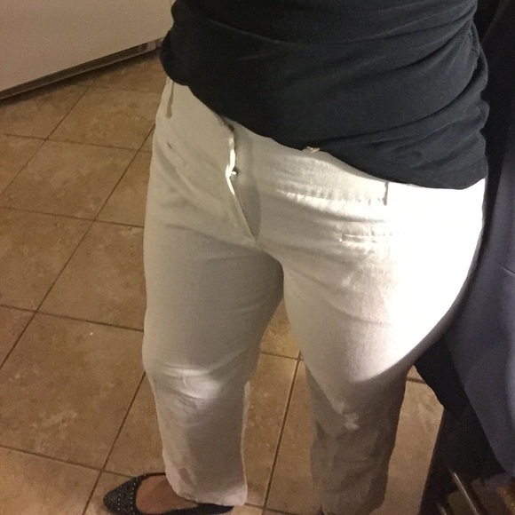 White linen pants