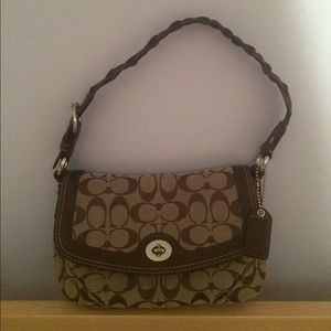 Coach Brown Purse with Braided Strap
