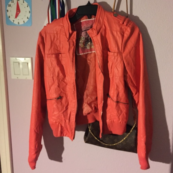 faux pink leather jacket