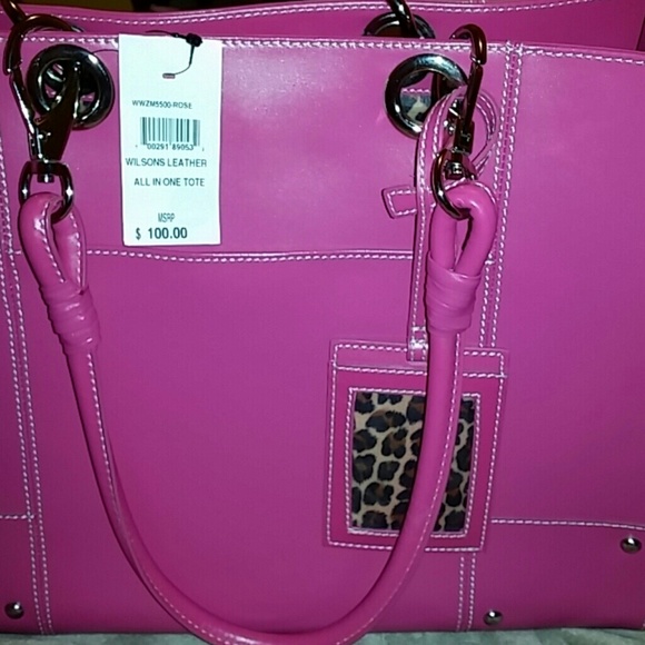 WILSON'S LEATHER ALL IN ONE LARGE TOTE PINK COLOR - Picture 3 of 4