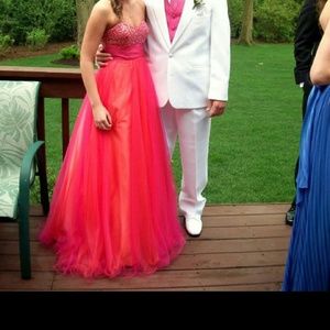 Coral and Pink Sweetheart A-line Dress