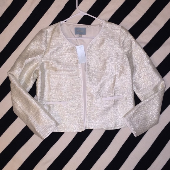 Skies Are Blue Shimmery White Blazer / Jacket Sz 4