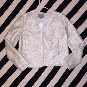 Skies Are Blue Shimmery White Blazer / Jacket Sz 4