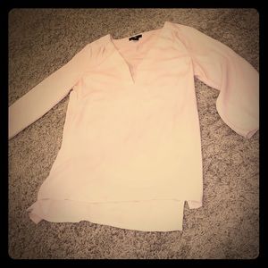 Blush pink v neck flowy blouse