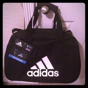 Black and white Adidas gym bag